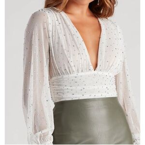 Windsor ‘Prettiest Sparkle’ Rhinestone Mesh Bodysuit